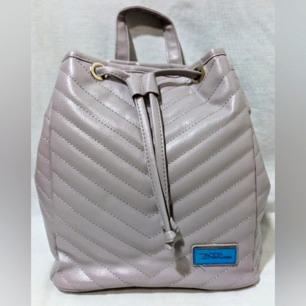 NWOT Bella Russo Taupe Chevron Quilted Backpack